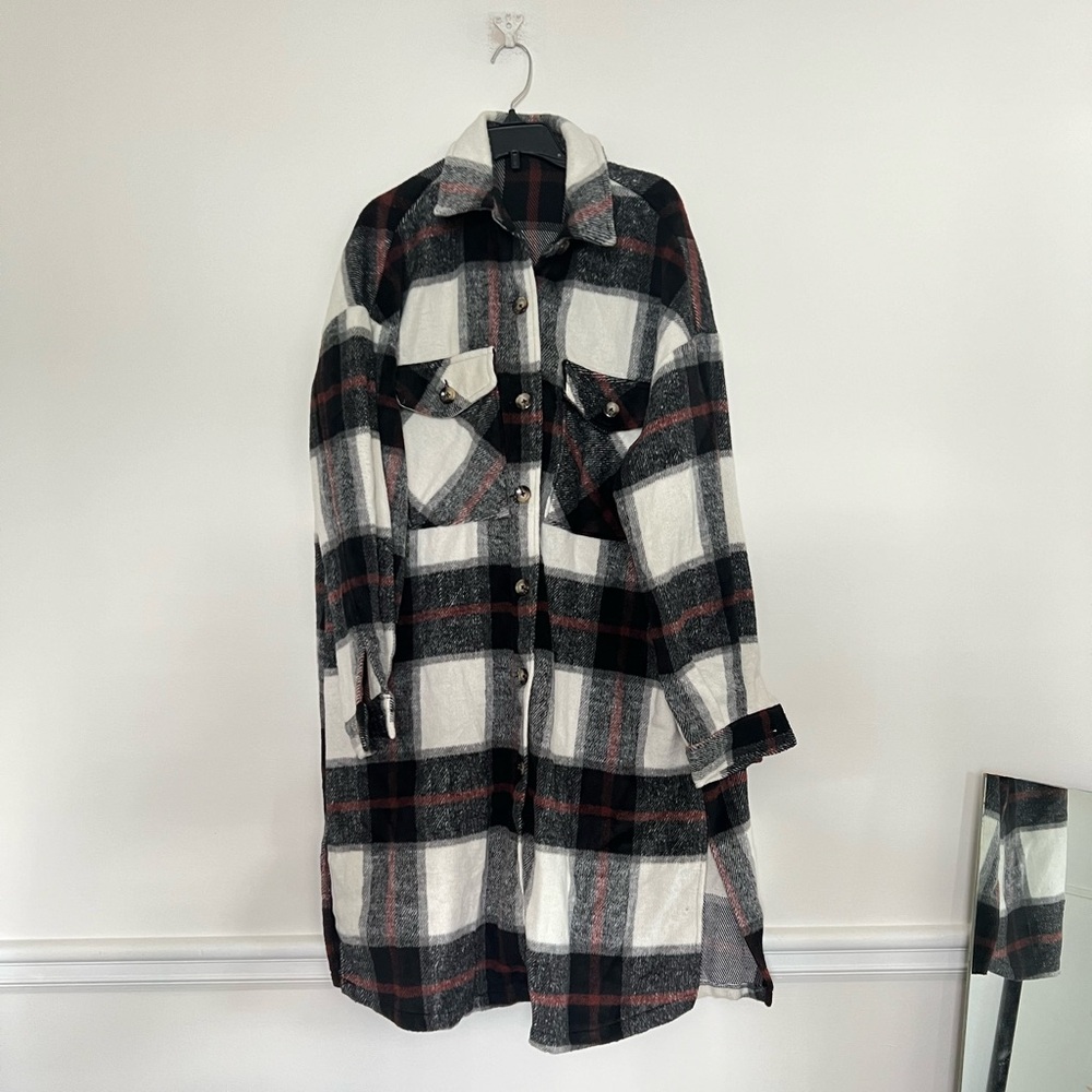 SHEIN plaid drop shoulder coat